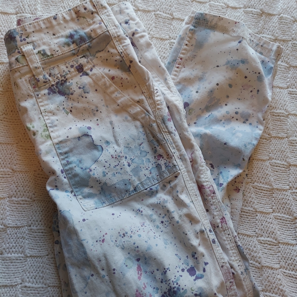 Anthropologie Splatter Painted Cargo Pants